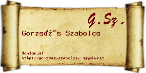 Gorzsás Szabolcs névjegykártya
